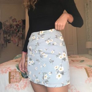 Floral Blue Mini Skirt